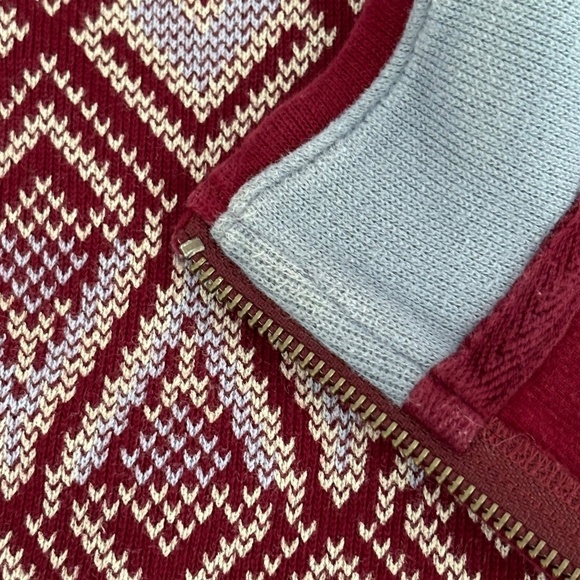 Lands' End 1/4 zip burgundy pullover 100% cotton nordic style sweater size L/T - Picture 11 of 15